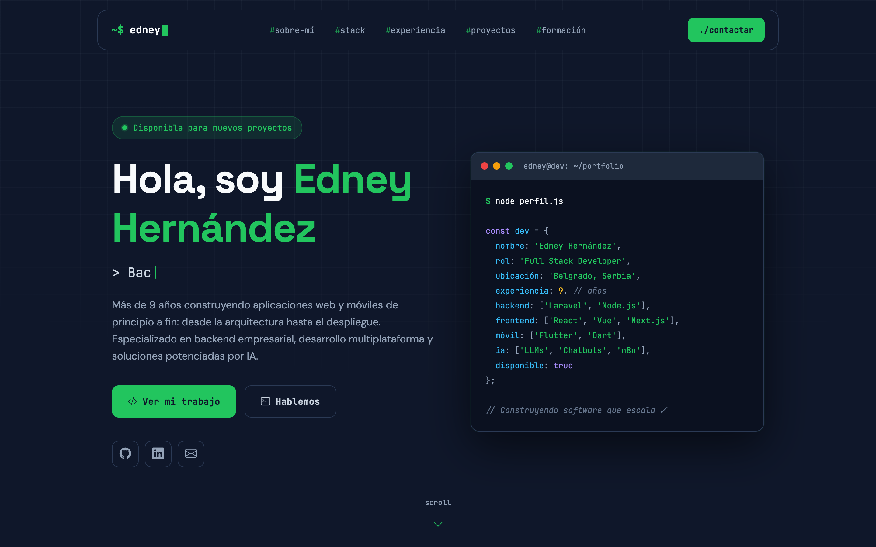 edney.dev developer portfolio built with Next.js by EdBit Solutions